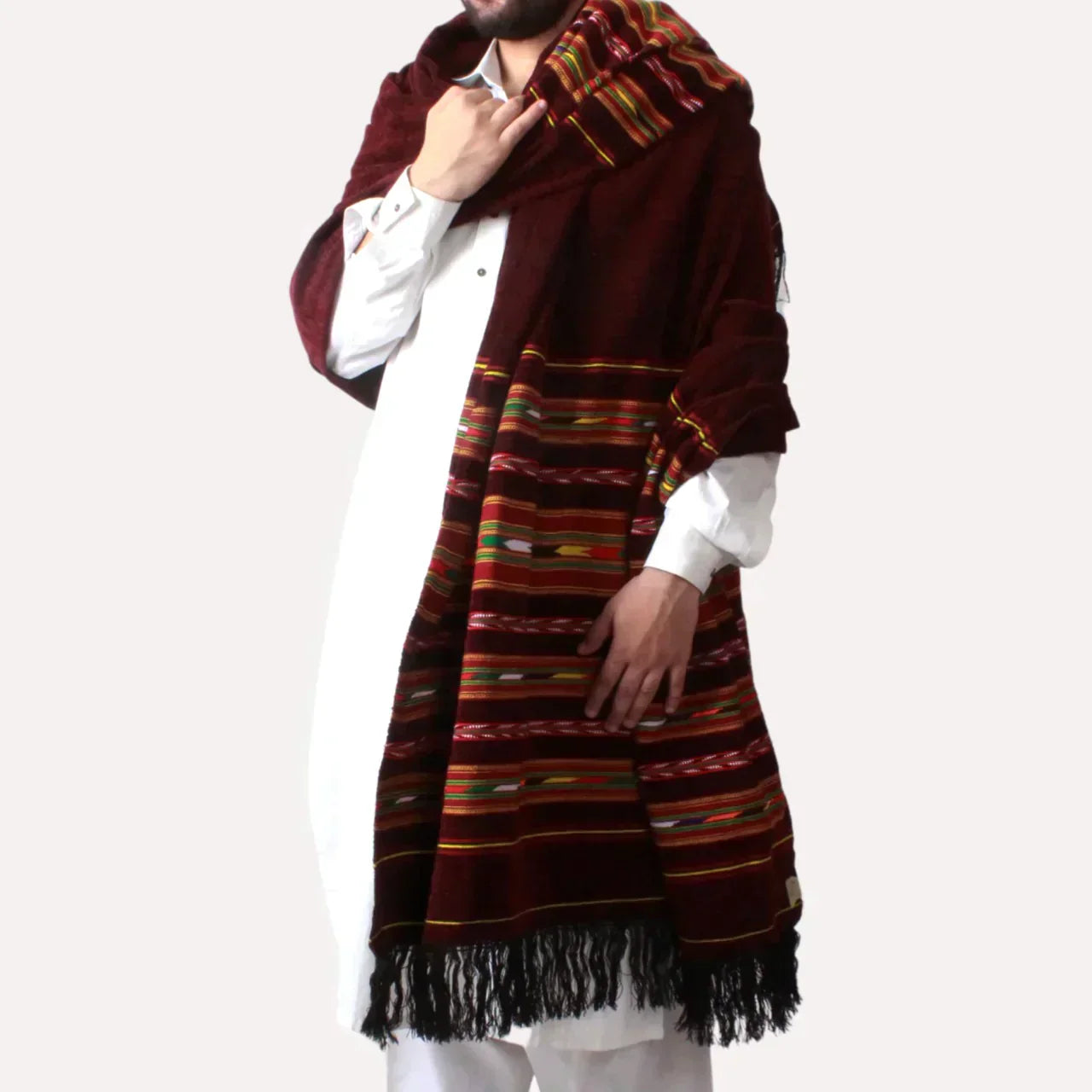 Shailene Maroon Shawl 3 Border