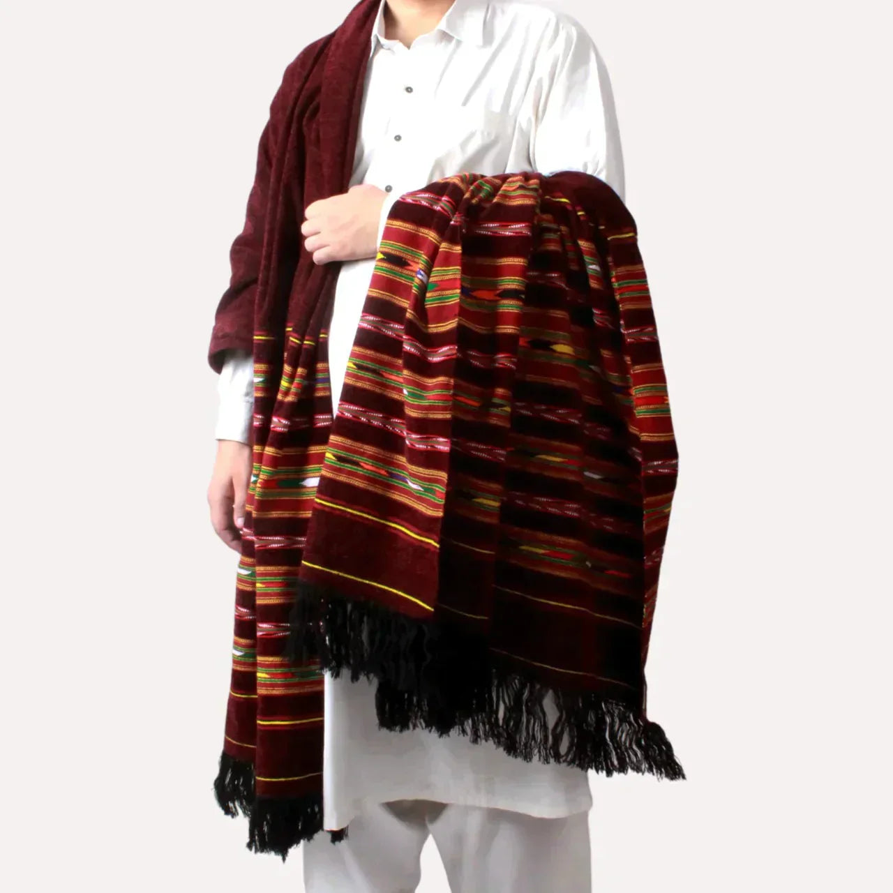 Shailene Maroon Shawl 3 Border