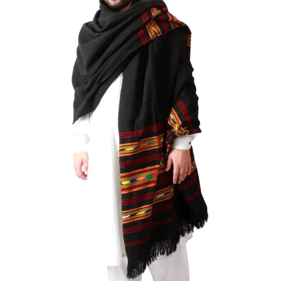 Nylon Black Shawl 3 Border