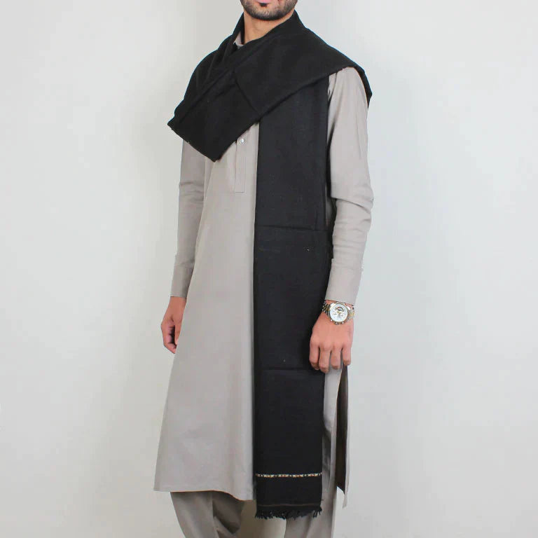 Pure Wool Lightweight Black Shawl