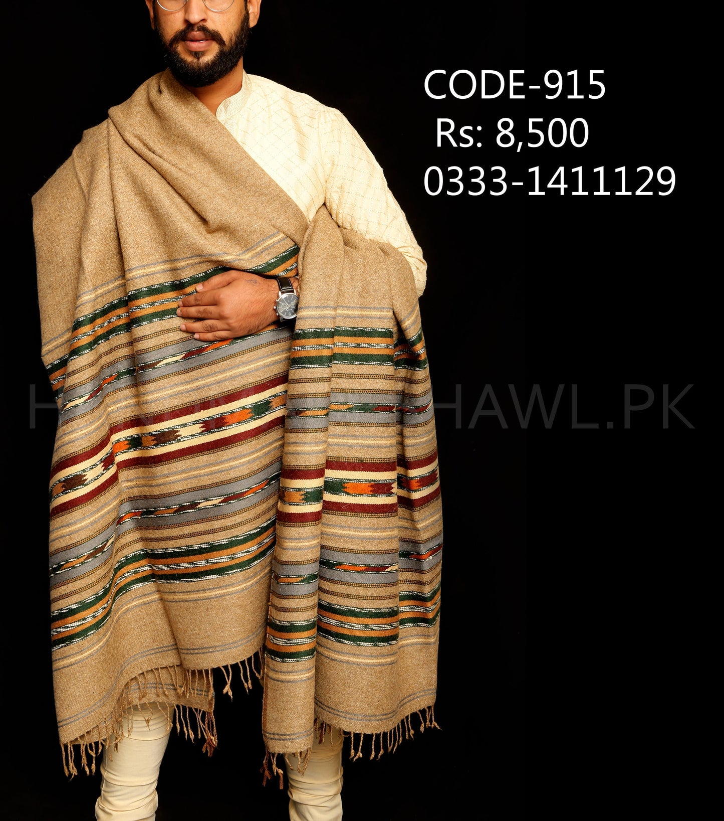 Wool shawl handmade 915