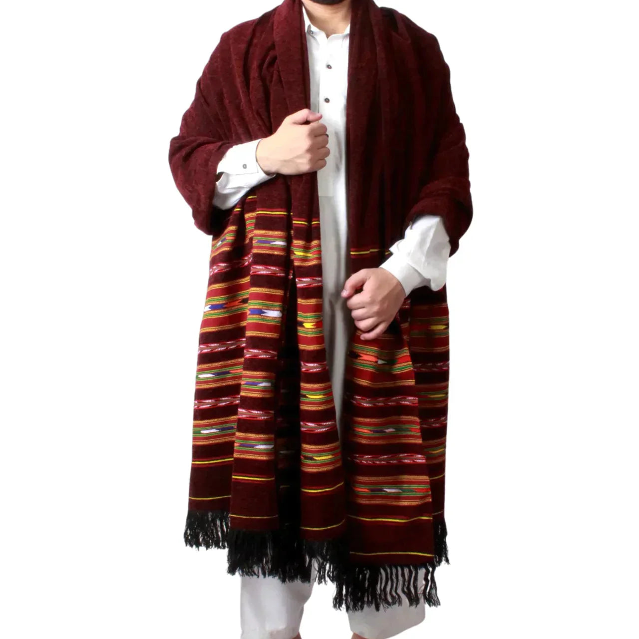 Shailene Maroon Shawl 3 Border